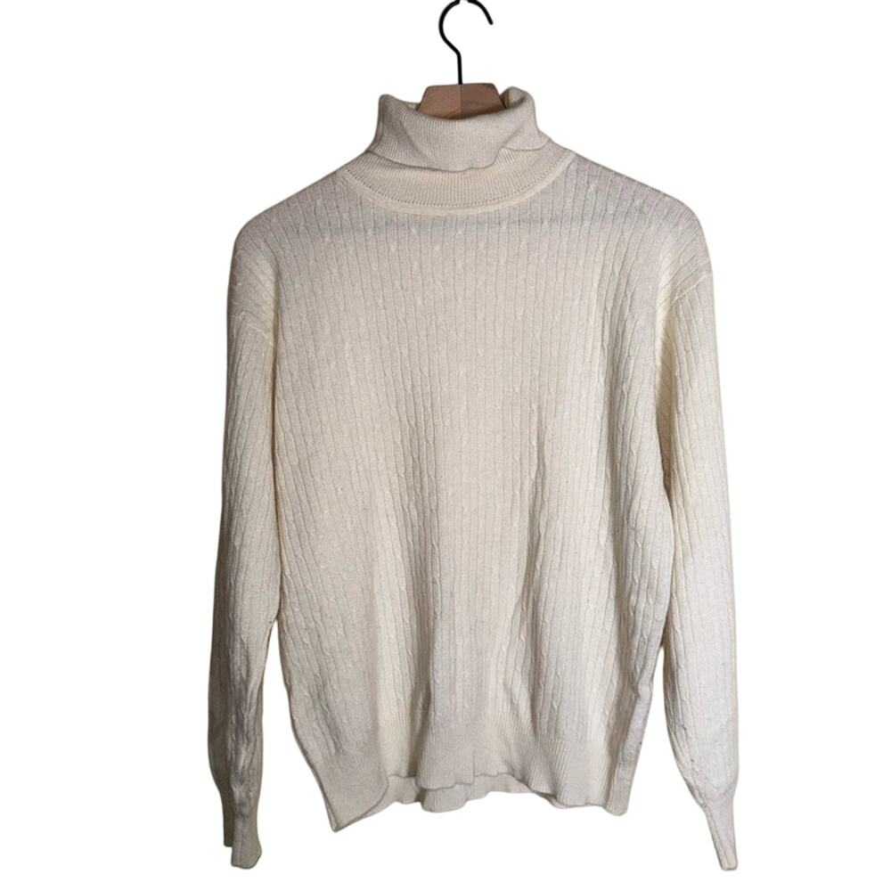 VINTAGE LORD AND TAYLOR Cream Cashmere Quietly luxury turtleneck sweater L